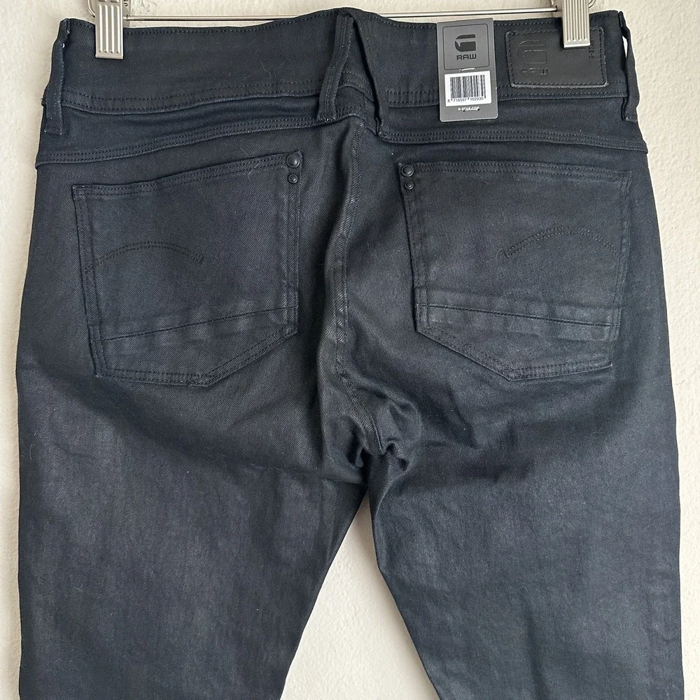 G-Star Raw Lynn Mid Skinny Jeans Womens 29x34 Black 3D Dark Aged Stretch Denim